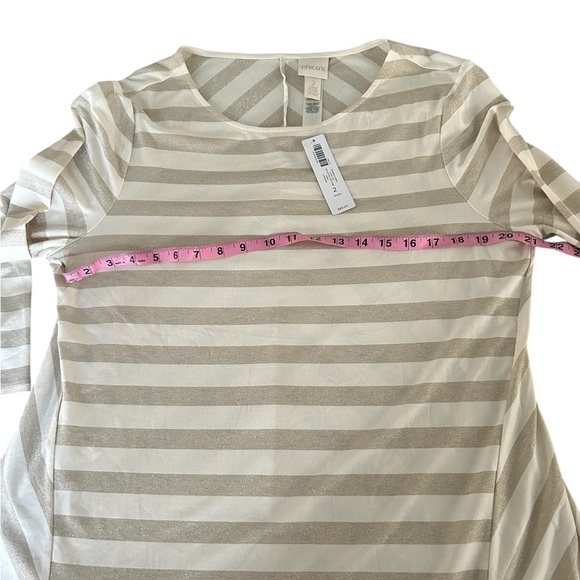 Chico's metallic gold & cream striped knit top, size 2 (like a 12) festive (NWT) - Picture 8 of 12